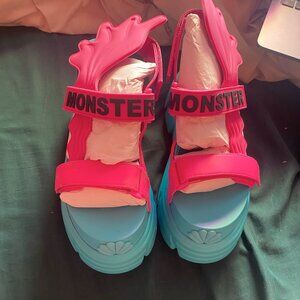 Monster High x YRU Siren Hot Pink/Teal Sandals NO BOX